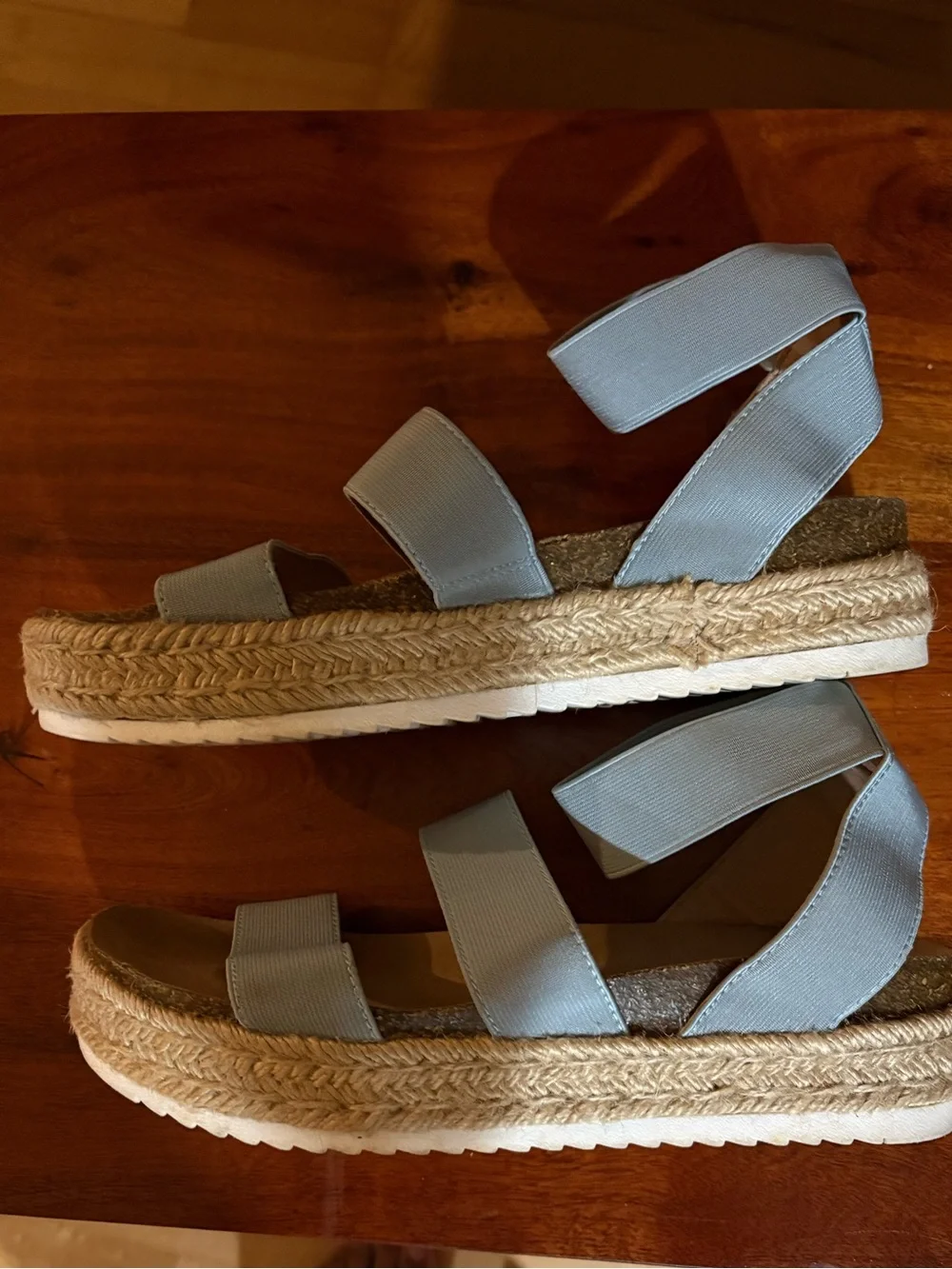 Time and Tru Light Blue Strappy Espadrille Sandals for Women